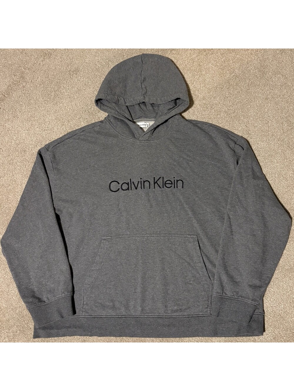 Calvin Klein Mens Pullover Hoodie Sweatshirt Gray Logo Size XXL